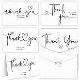 Justforjoyful 50sets Wedding Thank You Cards with Envelopes and Stickers 4 Designs Mr and Mrs Thank You Notes Bulk Wedding Gift Cards Thank You Cards for Guests Wedding Party Decor Supplies 6 X 4 Inch