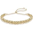 Miabella Italian 925 Sterling Silver Byzantine Bolo Bracelet for Women, Adjustable Length, Handmade in Italy