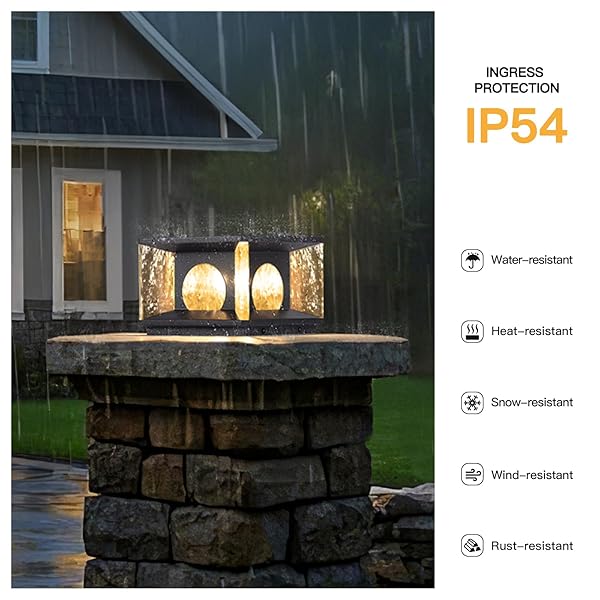 MVBT GLASS SOLAR POST LIGHTS, 7.9″ OUTDOOR COLUMN LIGHTS, MODERN PILLAR LIGHT WATERPROOF, DUSK TO DAWN GATE POST LAMP, 3000K LED LANDSCAPE LANTERN FOR GARDEN PATIO YARD ENTRANCE FENCE PILLARS