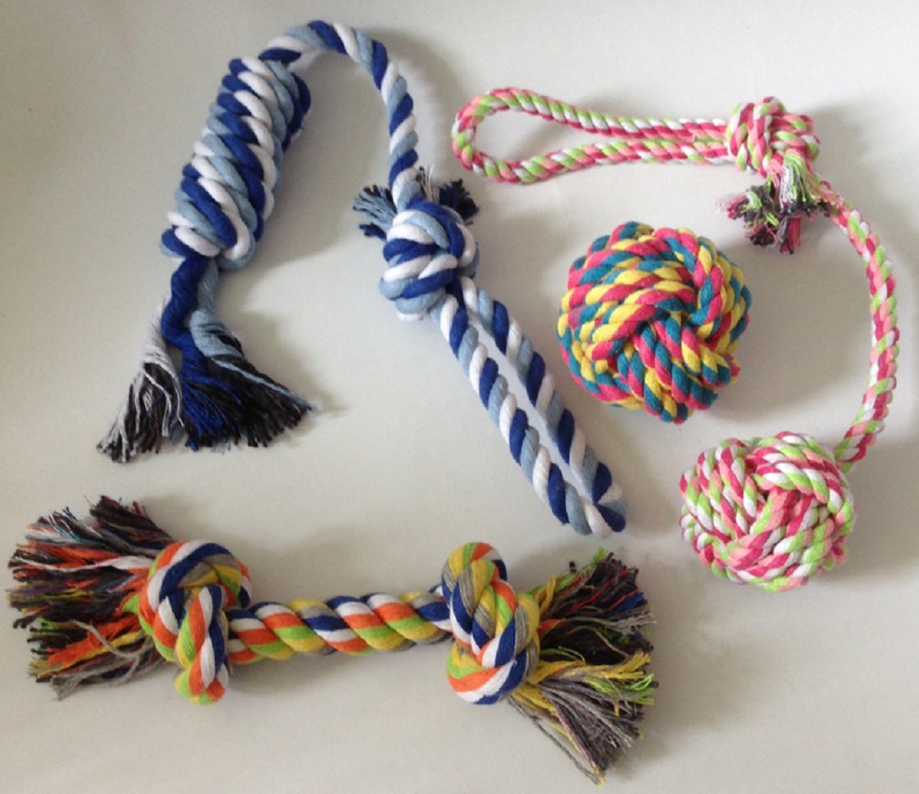 ixaer Pet Chew Toys, Set of 4 Pets Puppy Dog Pet Rope Toys For Small to Medium Dogs, Pets Puppy Dog Pet Rope Toys For Small to Medium Dogs