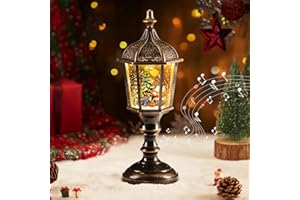 Large Christmas Snow Globe Lantern with Music 30cm Lighted Christmas Decorations Retro Xmas Water Glittering Lantern Musical 