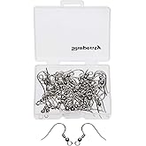 Shapenty Surgical Stainless Steel Ball Coil Fish Earring Hooks Clasp Hypo-allergenic Ear Wire Bead Connector Hooks with Large Loop for DIY Jewelry Finding Making, 50PCS/25Pairs