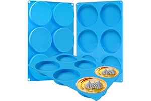 Sidosir Round Silicone Mold for Baking, 4inch Large Breakfast Sandwiches Mold Silicone for Whoopie Pie, Non-Stick Hamburger Buns Molds for Egg Pan (2, ROUND)