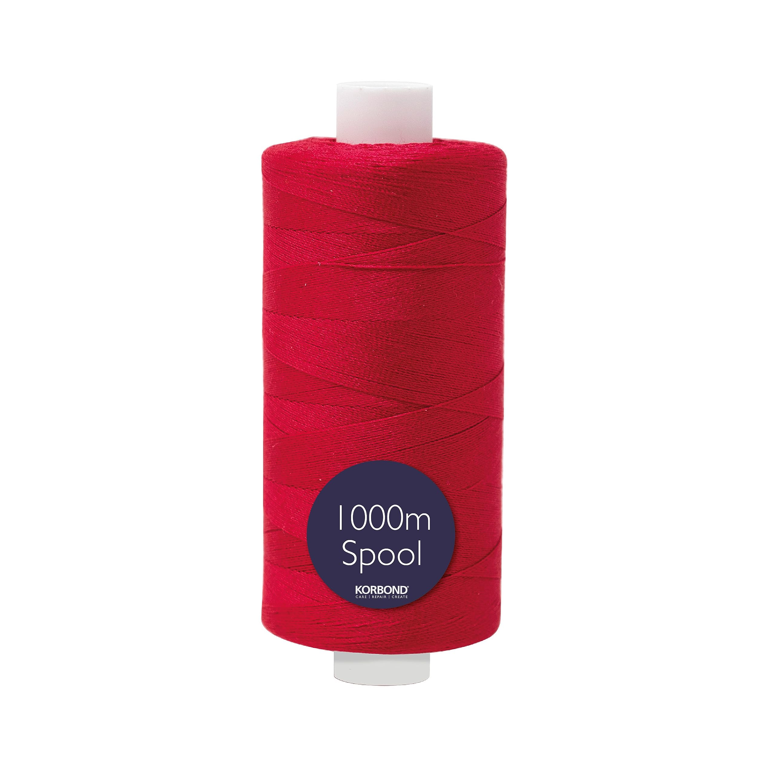 Korbond 1000m Polyester Sewing Thread - Hand and Machine Sewing Thread (Red) — image 1