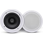 Pyle Pair 8" Bluetooth Flush Mount In-wall In-ceiling 2-Way Universal Home Speaker System Spring Loaded Quick Connections Polypropylene Cone Polymer Tweeter Stereo Sound 250 Watts (PDICBT852RD)