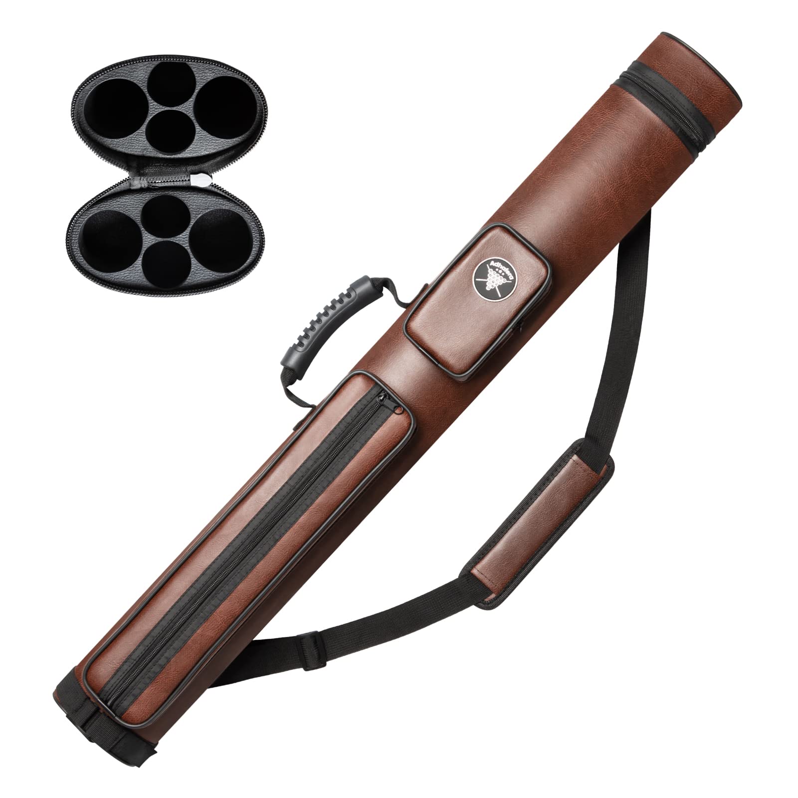 Adhafera Pool Cue Case, 2 X 2 Hard Snooker Cue Case, Made of Faux Leather Pool Cue Accessories (Not for 3/4 Cues)