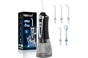 H2ofloss Water Flosser Cordless Professional Dental Oral Irrigator, Portable & Rechargeable Teeth Cleaner Picks 300ML IPX7 Waterproof Waterflosser Flossing Machine for Home Travel