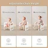 Tilhumt Montessori Toddler Table Chair Set, 3 Adjustable Heights, Safe Design view 3