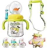 Drinking Cup with Whale Squirt 2025 Kids Weighted Sippy Cups No Spill Cute Water Bottle with Lids and Straws Leak Proof Handles ＆ Adjustable Strap 360 Squirting Milk Straw Training Sippy Cups (B1)