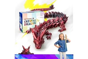 HyBaiS 24 Inch Large 3D Printed Crystal Dragon Toy,Dragon Figurine Large Toy for Kids,Easter Gifts(Black-Red, 24 inch)