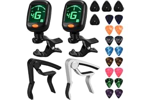 FGBNM Guitar Capo Guitar Tuner Set, 2 Set Guitar Accessories, Including Guitar Capo Guitar Tuner Guitar Picks and Guitar Pick Holder, for Guitar Players and Guitar Beginners (2 Set)