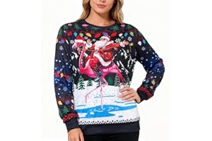 ACOCOPY Ugly Christmas Sweatshirt for Men Women Novelty Funny 3D Printed Long Sleeve Xmas Pullovers Sweter for New Year Party