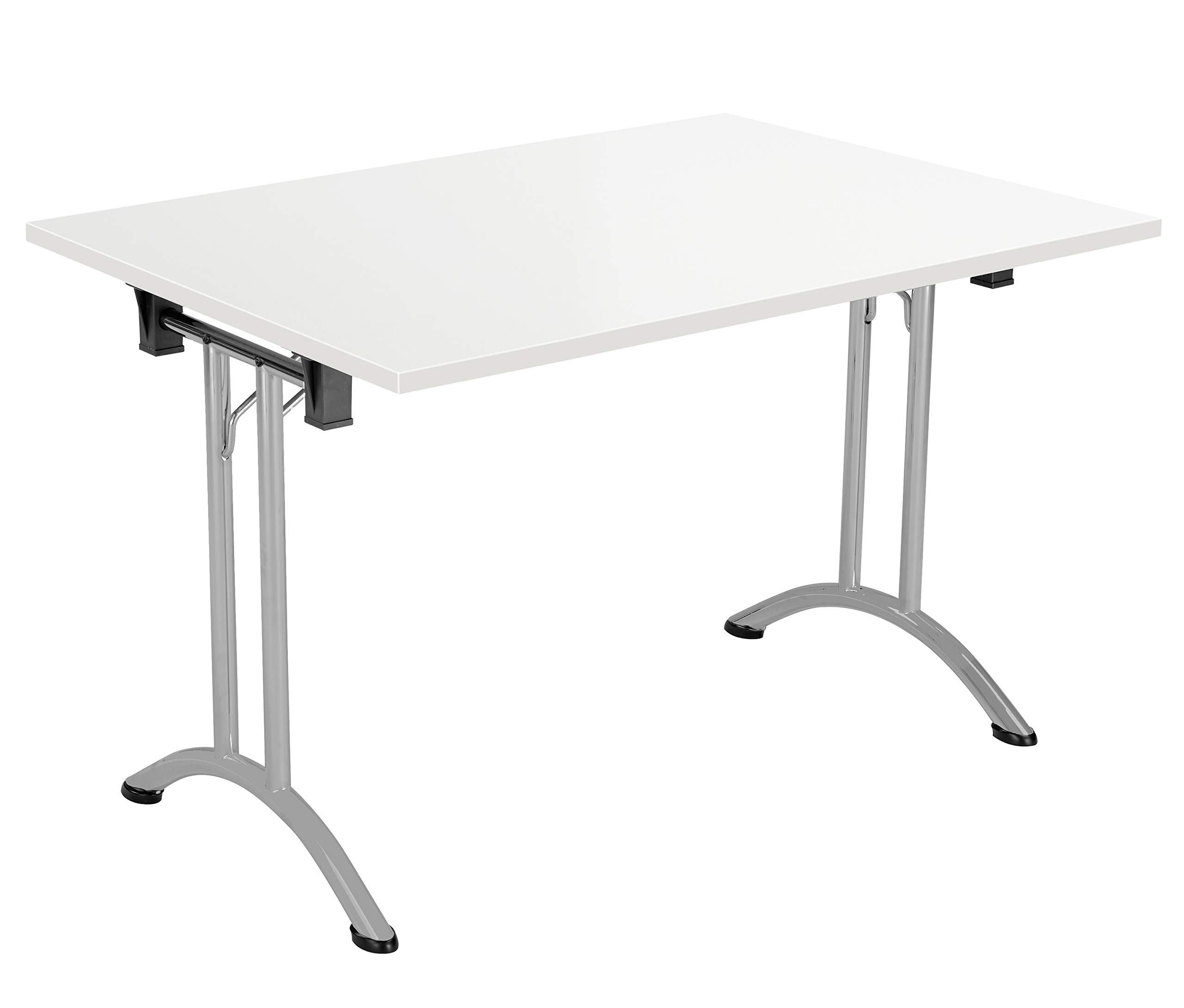Office Hippo Folding Office Table, Sturdy & Stylish Computer Table Desk, Work Table For Home Office, Versatile Foldable Table For Meeting Room or Boardroom, 5 Year Guarantee - White / Silver