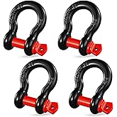 VEVOR 5/8" D-Ring Shackle, 4 Pack Alloy Steel Shackles 28660 lbs (13 Ton) Break Strength with 3/4" Screw Pin, Heavy Duty Off Road Vehicle Recovery Shackle, Towing Accessories for Jeep Truck, Black
