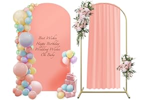 VILDVANDRING Metal Arch with Cover and Wedding Arch Cover Set 6ft, Backdrop Arch Stand and Arch Cover with 100 Party Multi-Colored Balloons for Birthday, Wedding Ceremony, Bridal Baby Shower, Graduations