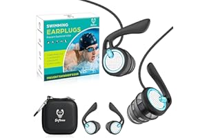 Ear Plugs for Swimming Surfing with Lanyard, Block Out Water Let Sound in, Reusable Comfy Custom-fit Swim Waterproof earplugs