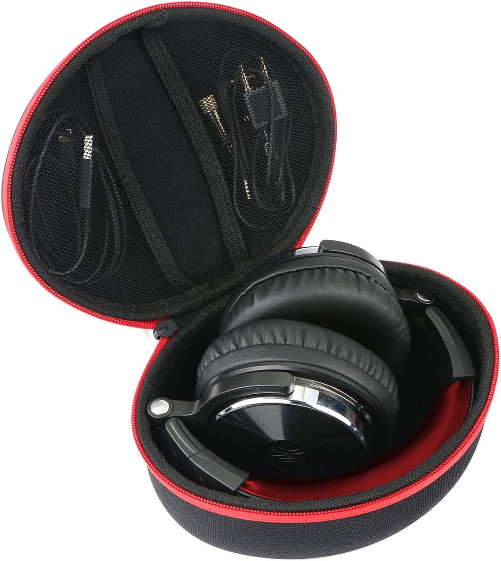 Khanka Headphone Case for OneOdio Over Ear Headphones Closed Back Studio DJ Headphones Bluetooth Headset, Case Only (Red zipper)