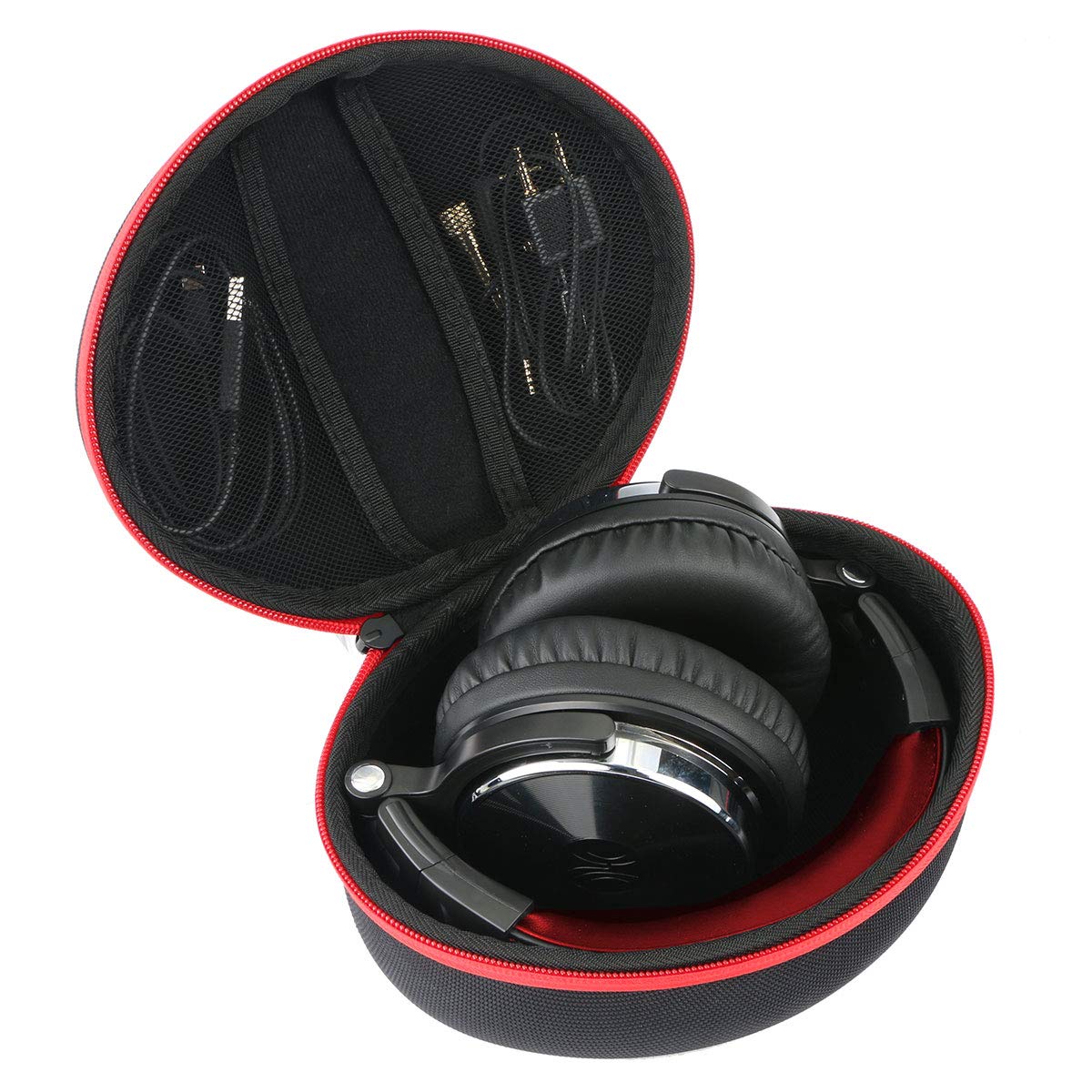 Khanka Headphone Case for OneOdio Over Ear Headphones Closed Back Studio DJ Headphones Bluetooth Headset, Case Only (Red zipper)