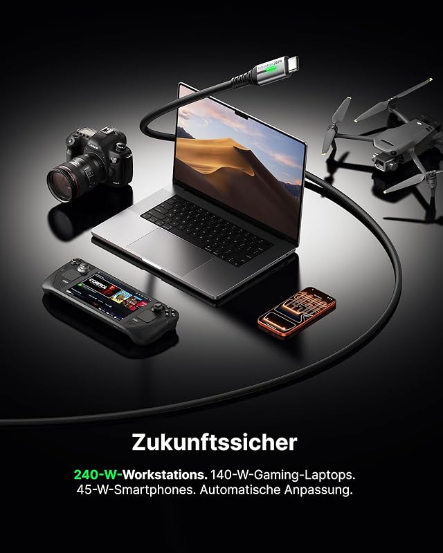 240W USB C Kabel, [2Stück 2m] PD Schnellladekabel USB C auf USBC Kabel