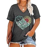 Plus Size T Shirt for Women Vintage Adventure Awaits Tshirt Hiking Shirts Mountain Graphic Tees Short Sleeve Tops