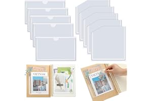 Junkin 10 Pcs Adhesive Pockets for Planners Index Card Pockets Planner Accessories Folder Self Sticky Clear Ideal Holder Top Open Add Storage Space to Notebooks Journal Office School Vinyl, 2 Styles