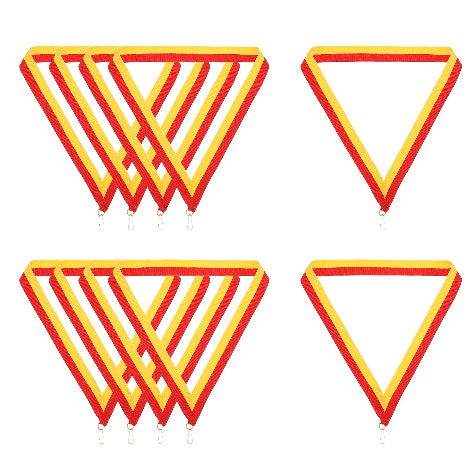 PATIKIL Award Neck Ribbons with Snap Clips, 10 Pcs Polyester Striped Medal Lanyards Ribbon for Competitions Sports Meetings Sports Party, Red Gold