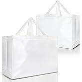 Nush Nush Extra Large White Gift Bags – Set of 12 Reusable White Extra Large Gift Bags With Handles - Ideal Goodie Bag for Birthday Party Favors, Wedding Gifts, Thanksgiving – 15.5W x 6D x 12H
