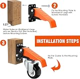 Ronlap 2.5" Heavy Duty Retractable Casters 4 Pack Workbench Wheels 300KG Side view 4