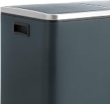 SONGMICS Dual Rubbish Bin 2-Compartment 24 L Greenish Grey with Lids Pedals view 6