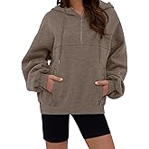 ZAFUL Womens Hoodies Fleece Sweatshirts 2025 Fashion Half Zip Pullover Long Sleeve Shirts Clothes Loose Fit Outfits