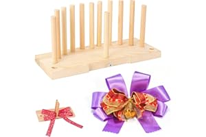 ASkinds Bow Maker for Wreaths, Double-Sided Wooden Ribbon Bow Maker Tool for Christmas Bows Creating Gift Bows, Party Decorations, Hair Bows, Corsages, Wreaths, Various Crafts(with Instructions)