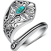 Daixiya Dragonfly Rings for Women - 925 Sterling Silver Large Dragon Fly Adjustable Turquoise Spoon Rings - Western Jewelry - Dragonfly Gifts for Mom Wife Best Friend or Her Size: 6-9