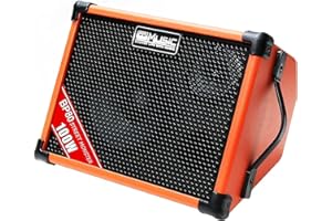 Coolmusic BP80 Battery Powered Acoustic Guitar Amplifier- Portable Bluetooth Speaker 100W, 6 Inputs,3 Band EQ,Orange