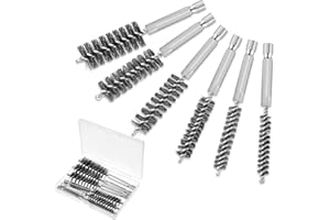 Patelai 6 Pcs Stainless Steel Wire Bore Brush Different Size Twisted Cleaning Brush with Handle 1/4 Inch Hex Shank for Power Drill Impact Driver (8/ 10/ 12/ 15/ 17/ 19 mm)