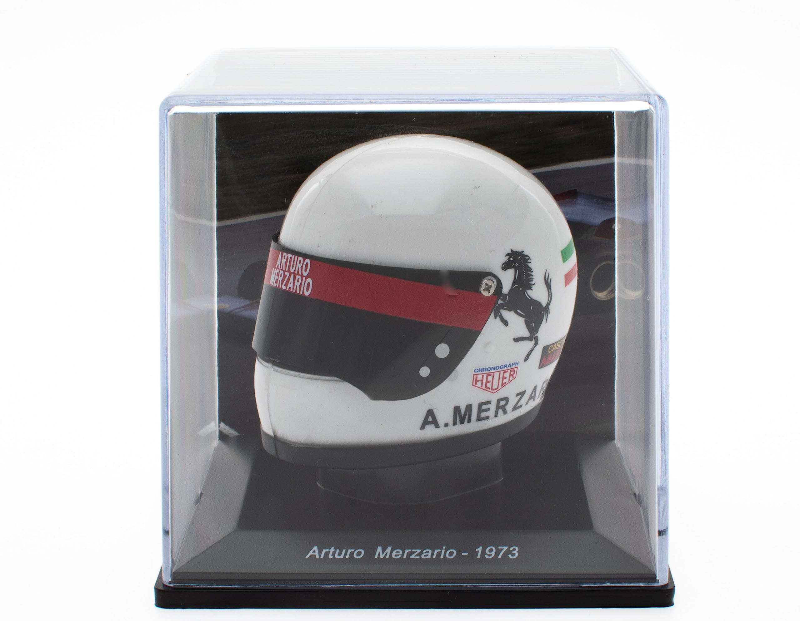 OPO 10 - Formula 1 Helmet Compatible with Ferrari F1: Arturo Merzario 1973-1/5 Scale - CAS21
