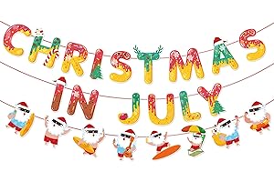 HYELNHUA Christmas in July Party Banner for Summer Holiday Christmas Party Decorations,Summer Ice Cream Hawaii Mele Kalikimaka Christmas Decorations,Ice Cream Tropical Summer Christmas Banner Decorations