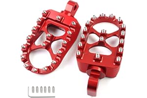 MDPROMCP CNC Motorcycle Wide Foot Pegs Aluminum 360° Roating Adjustable Suitable Compaitble with Dyna Fatboy Iron 883 Sportster 883(Red)