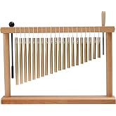 MIHEY 20 Note Bar Chimes Percussion Instrument | Tabletop Golden Wind Chime with Stand &amp; Mallet for Sound Healing, Meditation &amp; Music Therapy