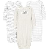 Simple Joys by Carter's unisex-baby 3-pack Neutral Cotton Sleeper Gown