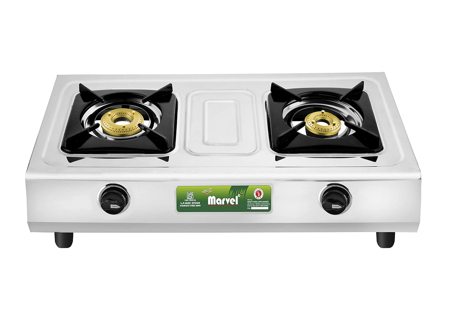 Buy COOKTOP MARVEL® 2BR Stainless Steel LPG Gas Stove Cooktop, with 2