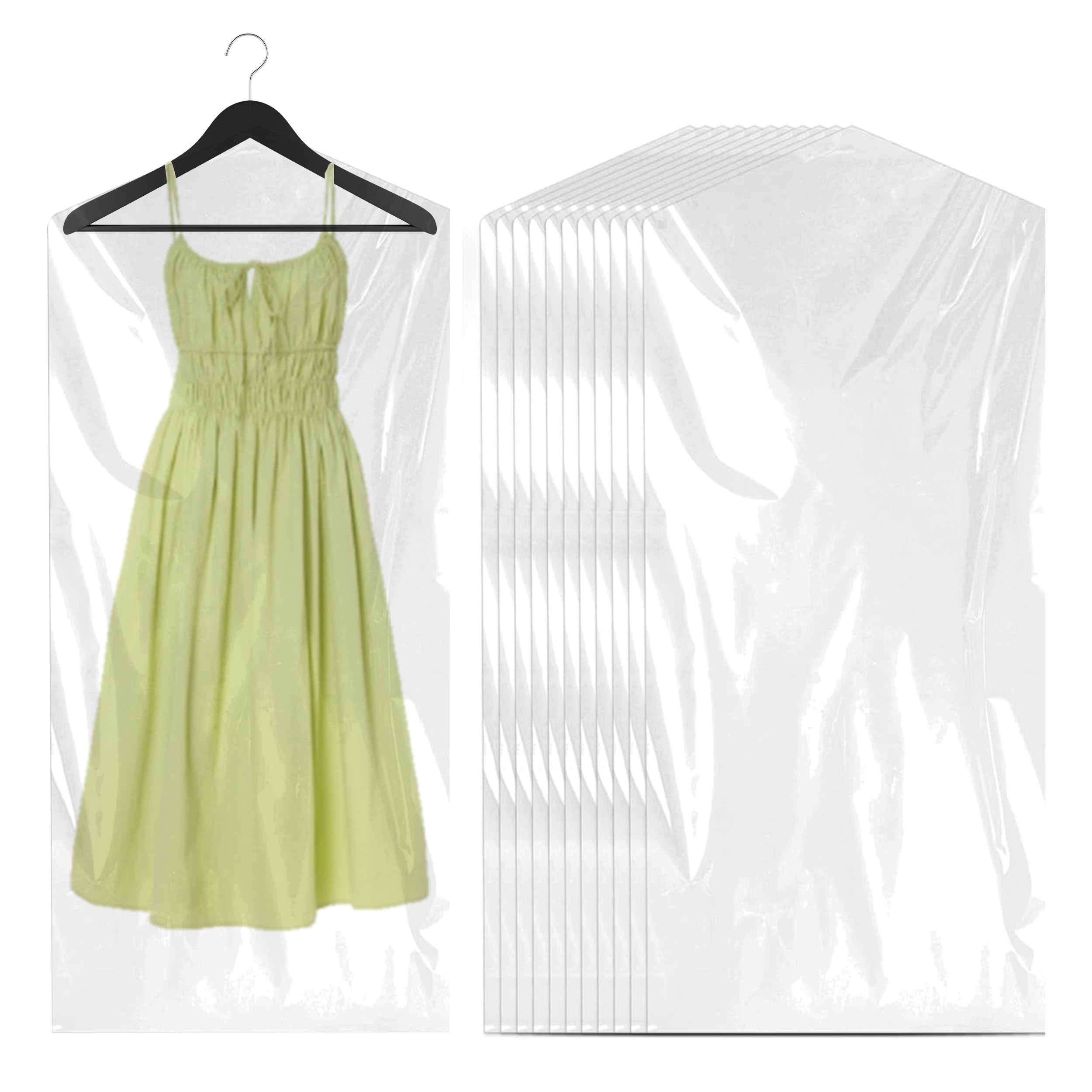 Garment Bags for Hanging Clothes, 30 Pcs Dry Cleaner Bags, Dry Cleaner Bags Dust-Proof Clothes Covers Plastic Garment Bags for Home Storage Travel(60X120cm)