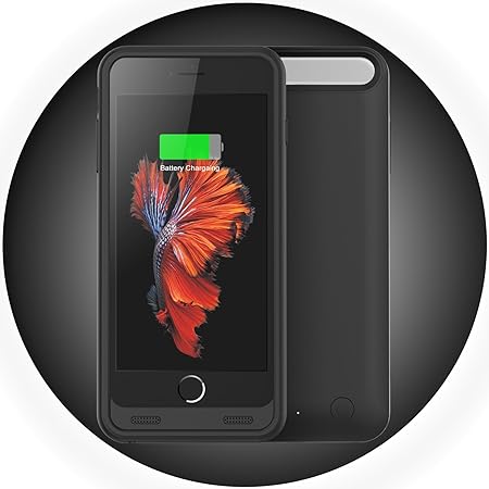 Girafus® iPhone 6 / 6S Akku Hülle Case Cover Batterie Battery Powerbank-Schwarz Gummiert Soft Touch [Apple MFi Zertifiziert] 