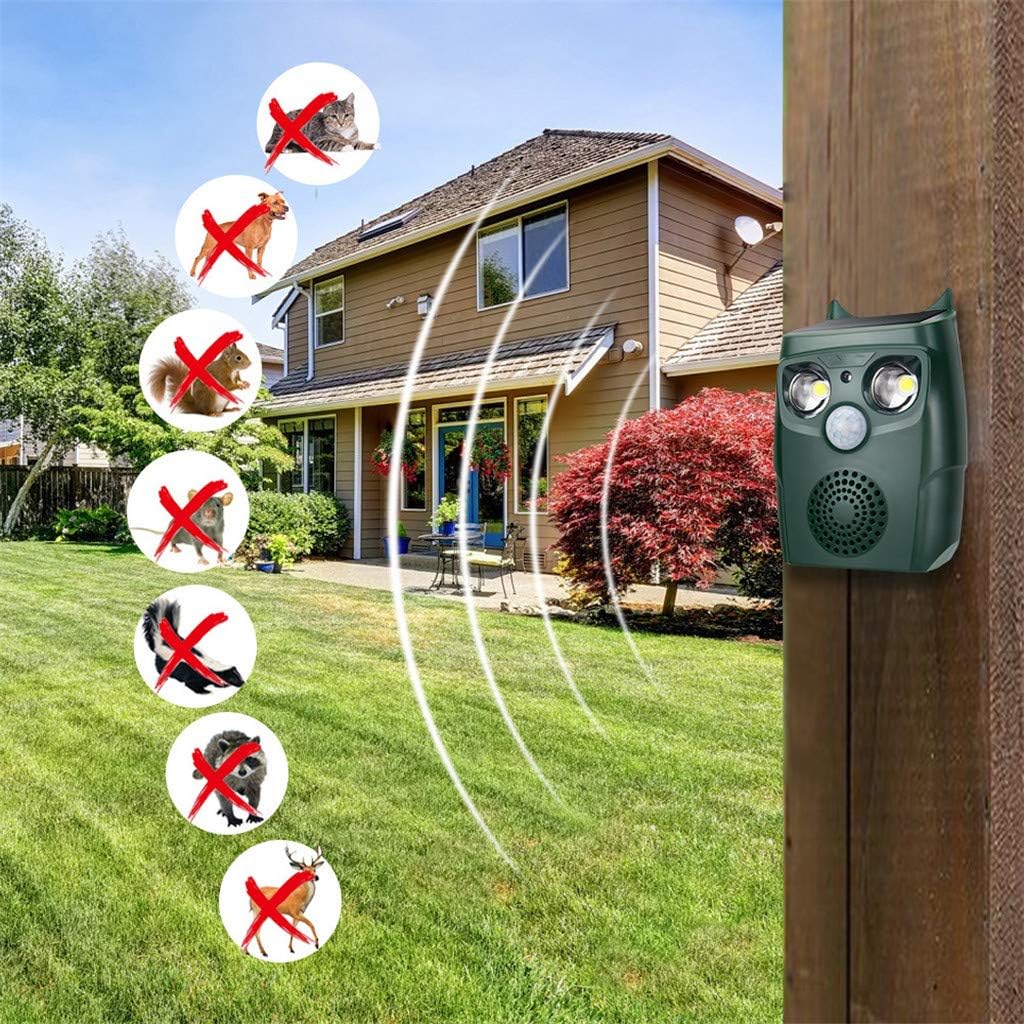 Outdoor Solar Powered Ultrasonic Wild Animal Repeller Dog Cat Bird