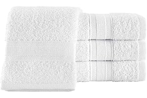 ALL DESIGN TOWELS 4 Pieces White Wash Cloth for Baby Quick-Dry Washcloths, Highly Absorbent, Soft Feel Fingertip Towels, Premium Quality Flannel Face Cloths