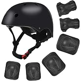 Color Gradient Adjustable Kids Bike Helmet with Knee &amp; Elbow Pads Set | Multi-Sport Safety Gear for Boys &amp; Girls Ages 5-14 | Skateboarding, Scooters, Roller &amp; Inline Skating, Longboarding
