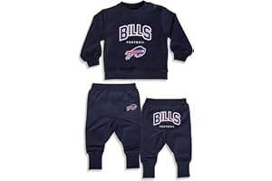 Gertex NFL Baby 2-Piece Navy French Terry Cotton Set with Crewneck & Pants | Officially Licensed, Available in 10 Teams