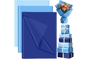 PLULON 90 Sheets Blue Tissue Paper Bulk, Tissue Paper for Gift Bags Packaging Gift Wrapping Baby Shower Bachelorette Bridal Frozen Mermaid Birthday Party Decorations