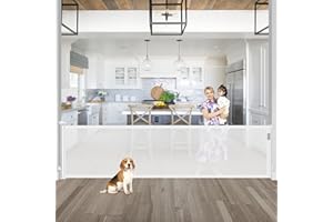 GRENFU 95 Inch Extra Wide Retractable Baby Gate for Large Openings New Upgrade Dog Gates for The House Extra Wide Baby Gate Indoor Outdoor Large Baby Gate Retractable Baby Gates for Doorways, Stairs, White