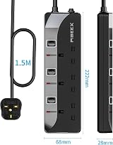 PIBEEX 3 Way Extension Lead 1.5M UK Plug Sockets with Individual Switches view 7