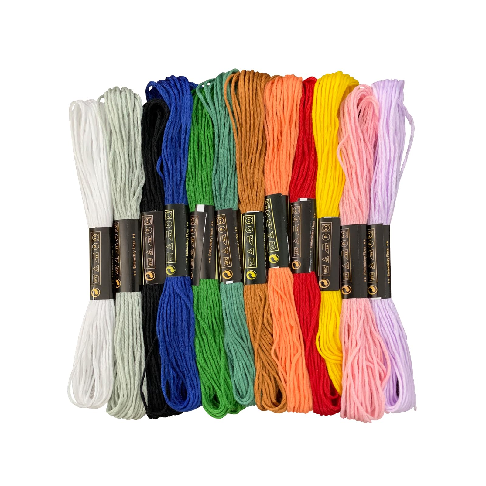 Embroidery Floss 12 Rainbow Color Skeins, Friendship Bracelet String Cross Stitch Embroidery Thread Floss Bracelet Making Yarn, Craft Floss
